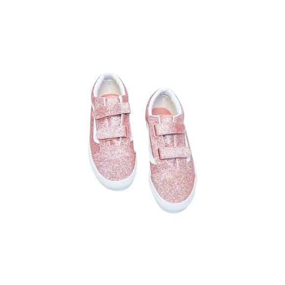 Girls Vans Old Skool Glitter Rose Gold Sneakers Size 4.5 - Picture 4 of 6